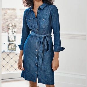 Boden Indigo Long Sleeve Denim Shirt Dress- Size US 12